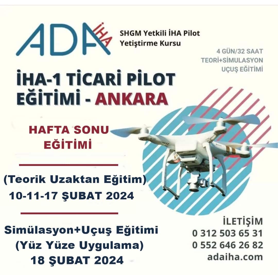 İHA-1 Ticari Pilot Kursu (10-11-17-18 Şubat 2024) (Uzaktan Eğitim+Simulasyon+Uçuş)