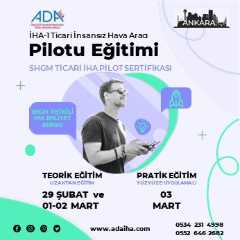 İHA-1 Ticari Pilot Kursu (29 Şubat-01-02-03 Mart 2024) (Uzaktan Eğitim+Simulasyon+Uçuş)